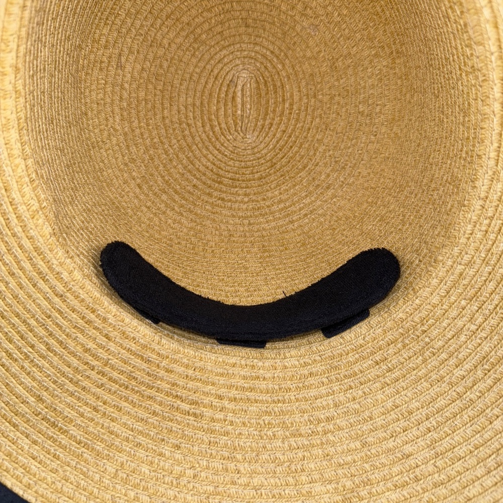 Lands' End Face Saver Lay-Back Straw Hat Natural with Black Trim Size L/XL - Picture 9 of 11